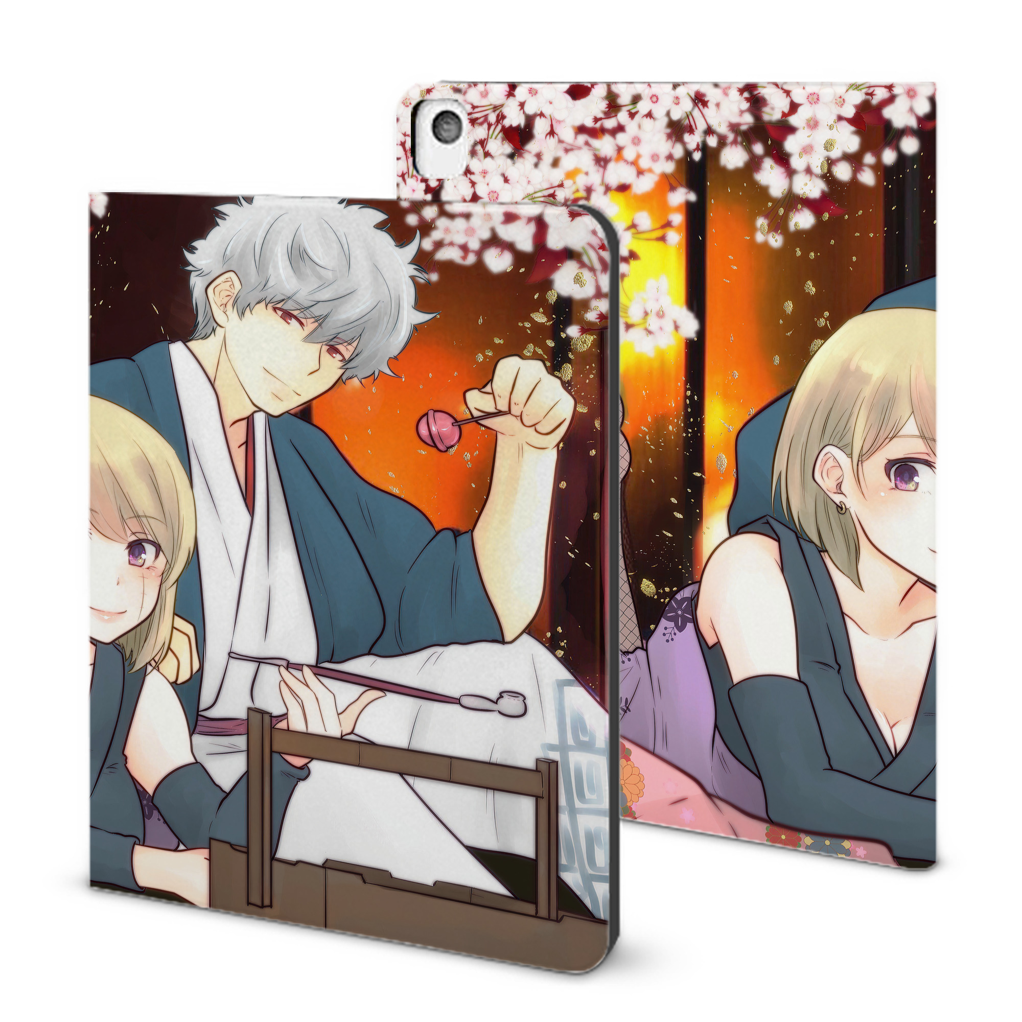 （画像用） ぎんたま 坂田銀時（さかたぎんとき） 神楽 志村新八（しむら しんぱち） GINTAMA Sakata Gintoki Kagura Shimura Shinpachi IPadケース ペンホルダー付き ブックスタイルデザイン